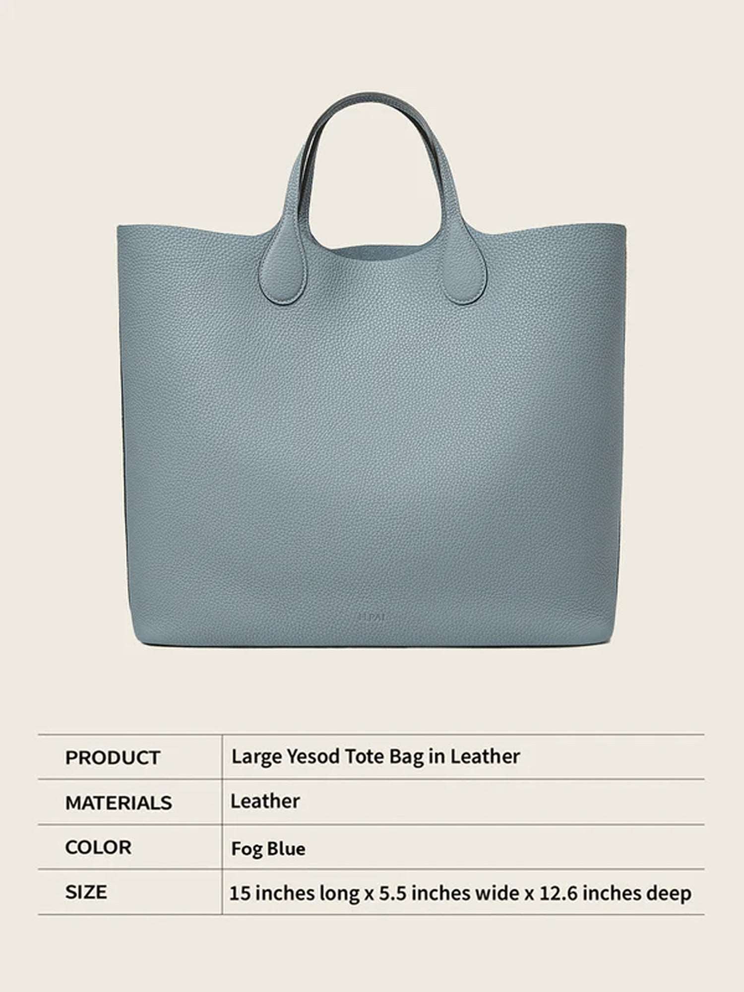 Hpai Large Yesod Tote Bag in Leather - Fog Blue