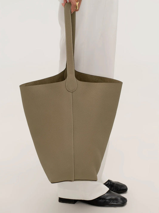 Hpai Medium Binah Bucket Bag in Leather - Limestone