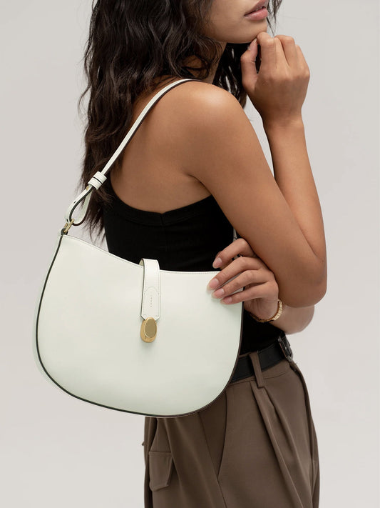 Hpai Clock Bag In Leather - Ivory